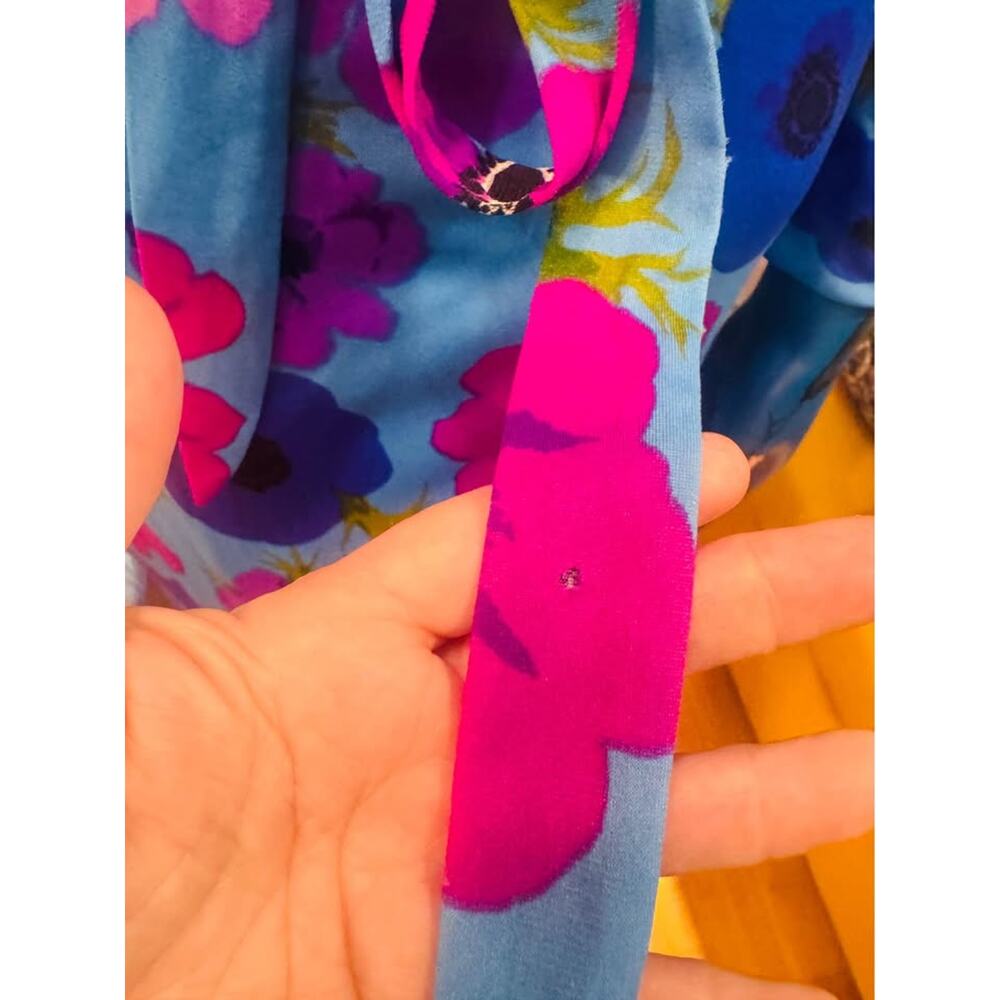 Vintage Ken Scott for Bergdorf Goodman Hand-Printed Floral Wrap Maxi Dress - Picture 3 of 10